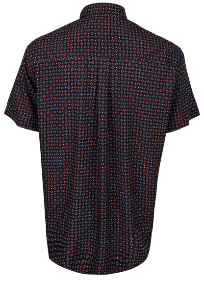 Cinch Diamond Print Button Down Shirt - Navy