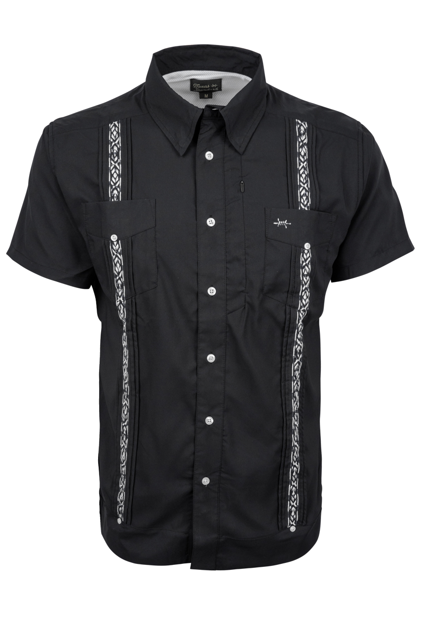 Texas Standard Diablo Cielo Black Guayabera Libre Shirt