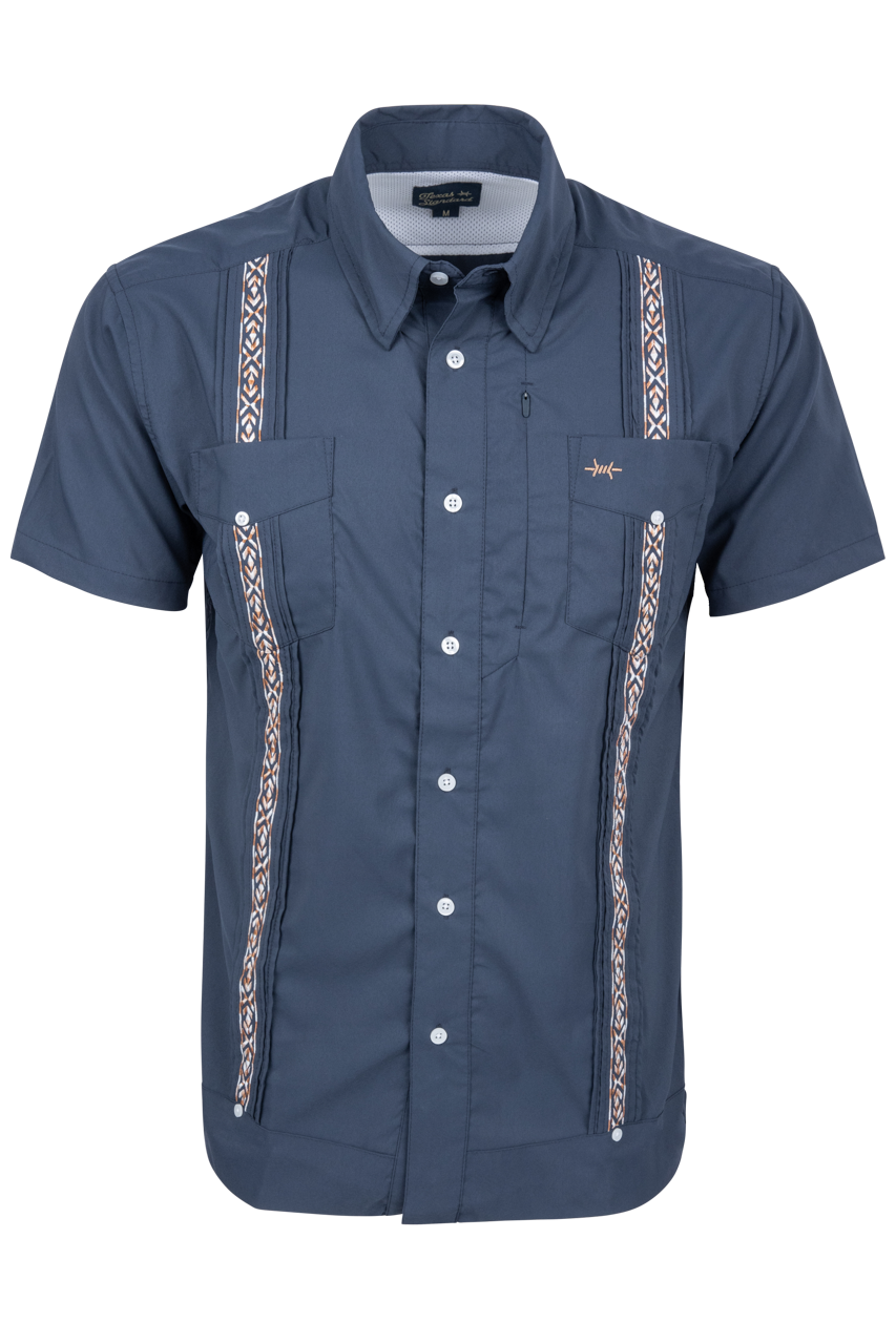 Texas Standard Marina Cuero Blue Guayabera Libre Shirt