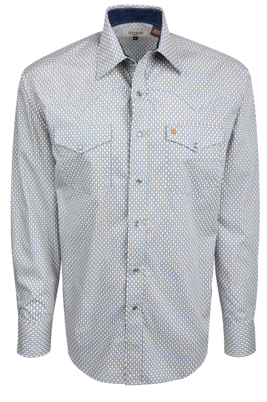 Stetson Men's Snap Front Shirt - Gray Diamond