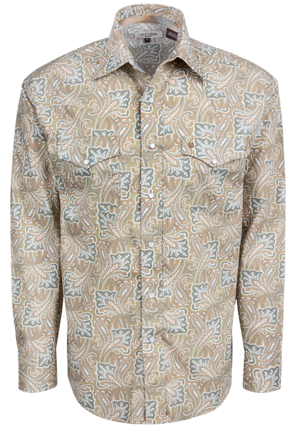 Stetson Men's Paisley Snap Front Shirt - Brown