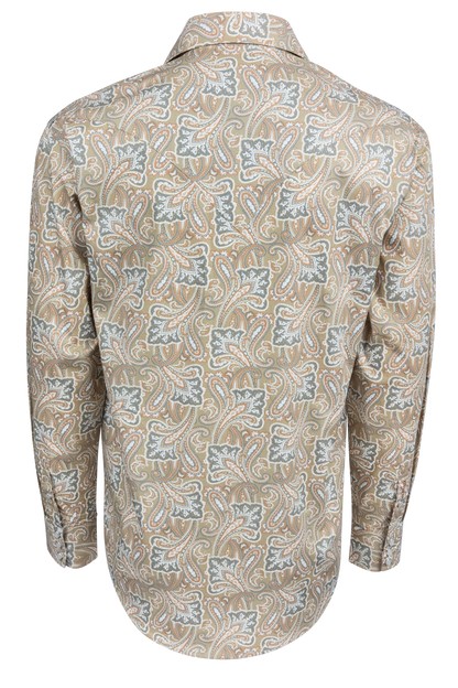 Stetson Men's Paisley Snap Front Shirt - Brown