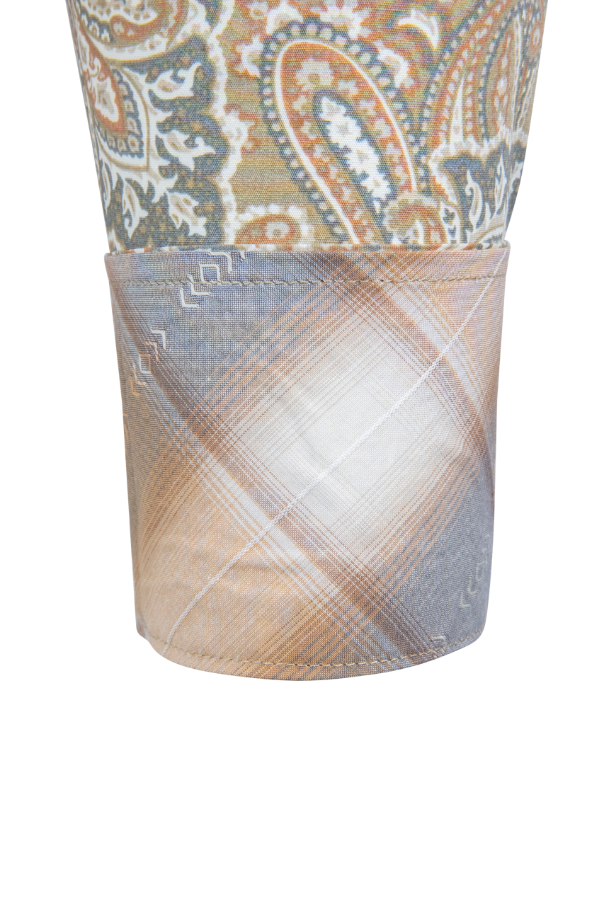 Stetson Men's Paisley Snap Front Shirt - Brown