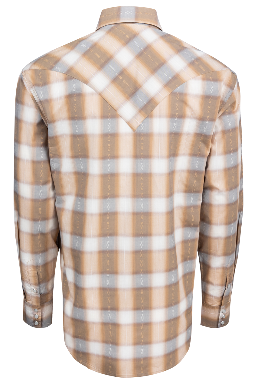 Stetson Men's Plaid Snap Front Shirt - Light Brown