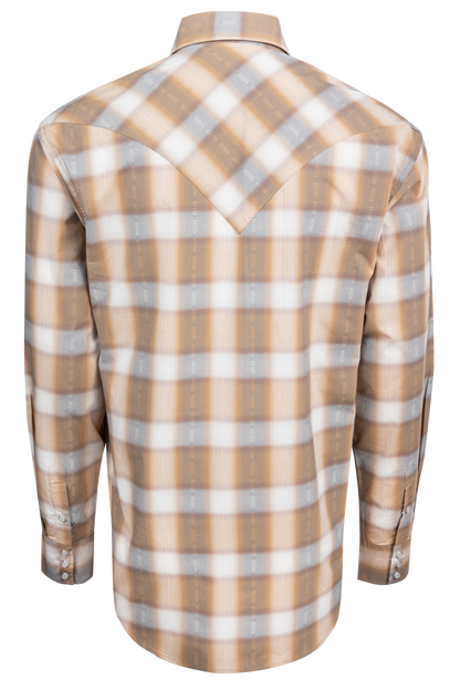 Stetson Men's Plaid Snap Front Shirt - Light Brown