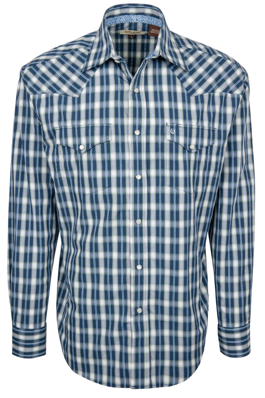 Stetson Men's Plaid Western Snap Shirt - Navy