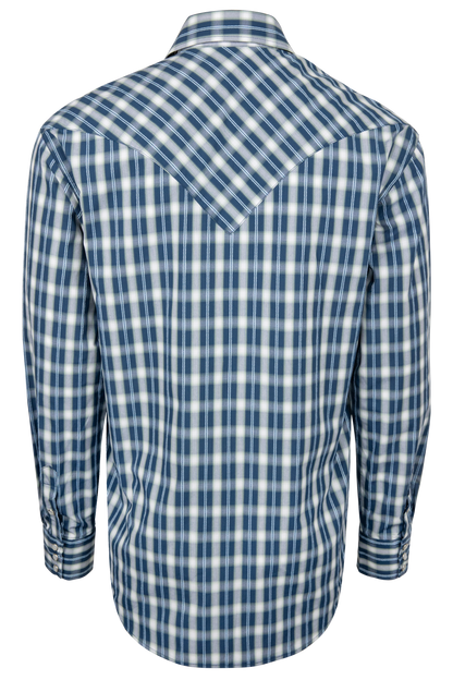 Stetson Men's Plaid Long Sleeve Snap Shirt - Navy