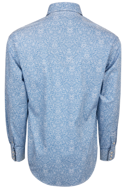 Stetson Men's Blue Scroll Print Snap Shirt