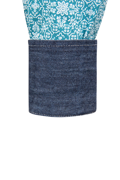 Stetson Medallion Print Long Sleeve Snap Shirt - Teal