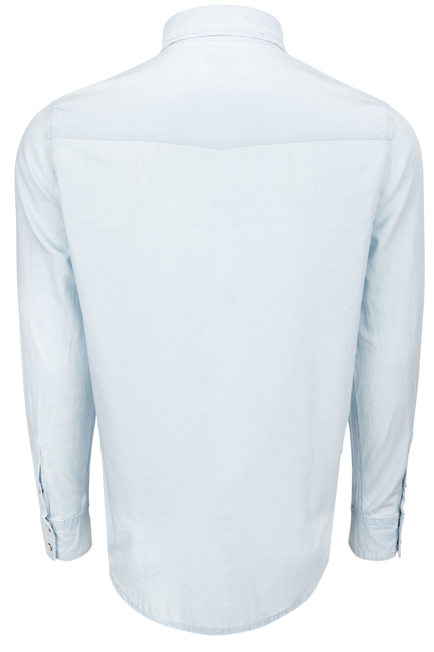 Stetson Light Wash Chambray Western Snap Shirt