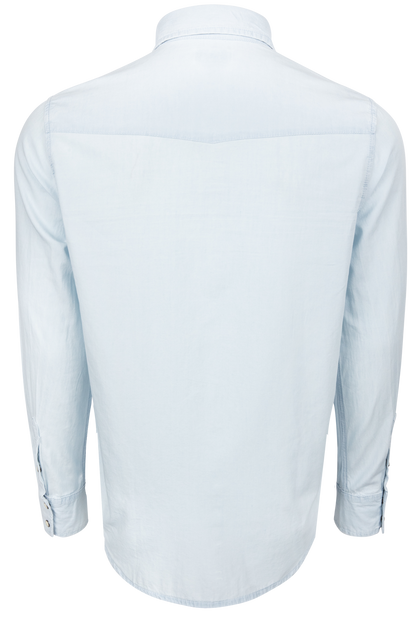 Stetson Light Wash Chambray Western Snap Shirt