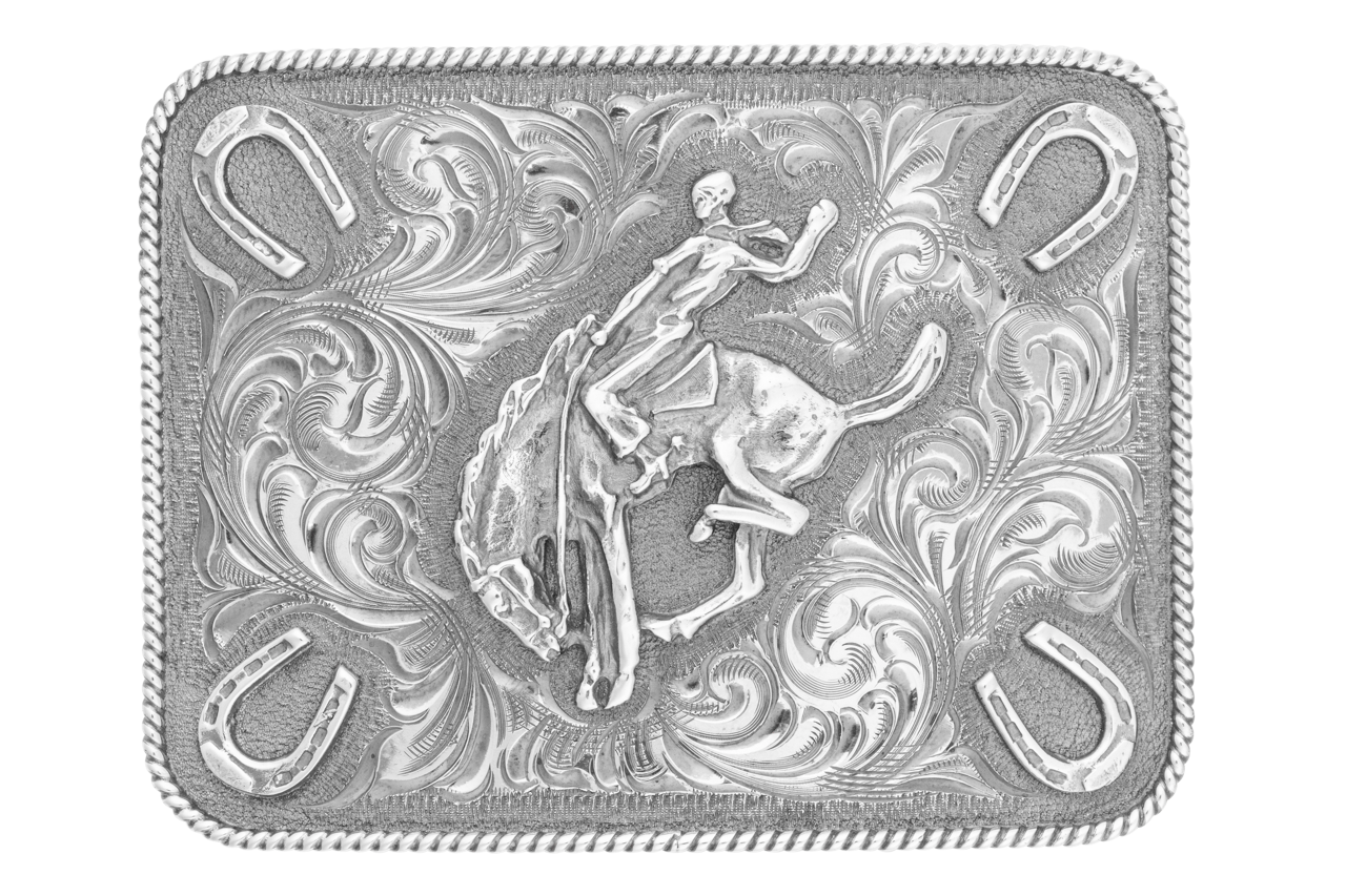 Clint Orms 1.5" Bucking Horse & Horseshoe Belt Buckle