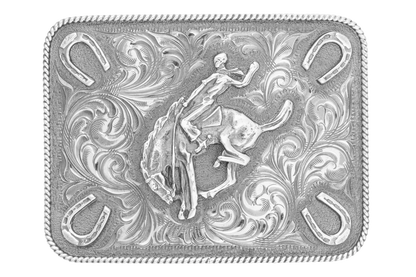 Clint Orms 1.5" Bucking Horse & Horseshoe Belt Buckle