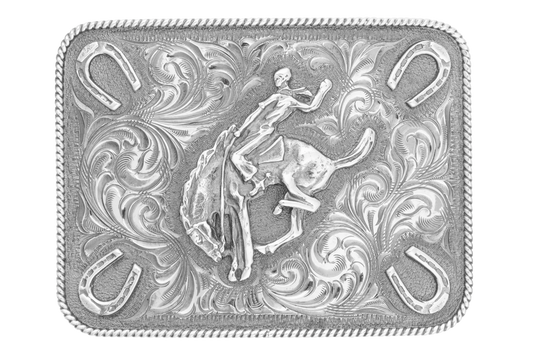 Clint Orms 1.5" Bucking Horse & Horseshoe Belt Buckle