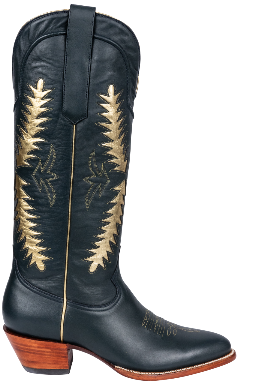 Petite Paloma Finnley Cowgirl Boots - Navy/Gold