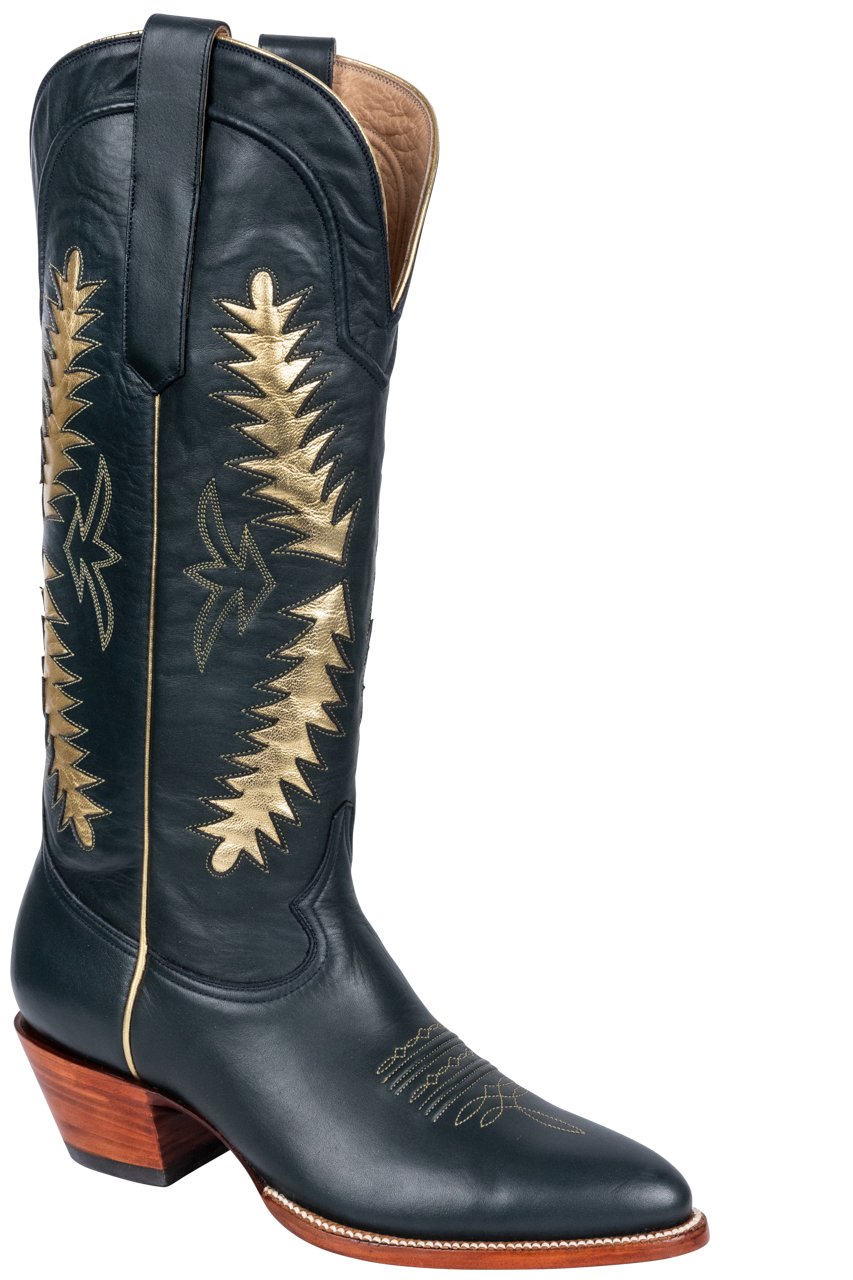 Petite Paloma Finnley Cowgirl Boots - Navy/Gold
