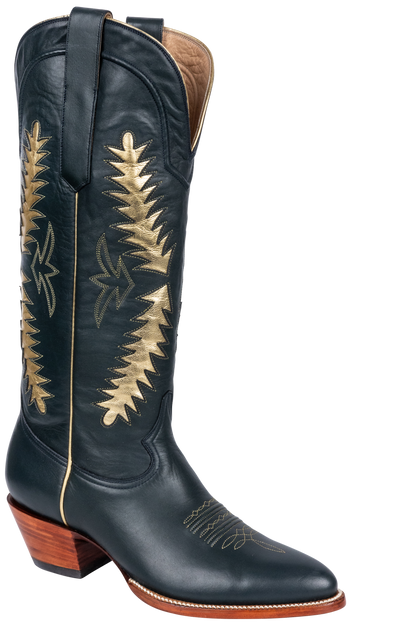 Petite Paloma Finnley Cowgirl Boots - Navy/Gold