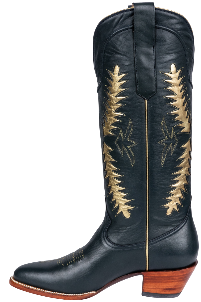 Petite Paloma Finnley Cowgirl Boots - Navy/Gold
