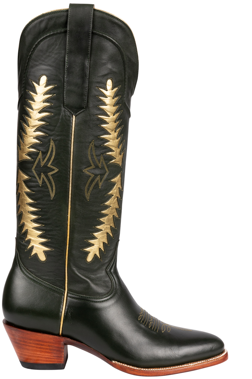 Petite Paloma Finnley Cowgirl Boots - Green/Gold