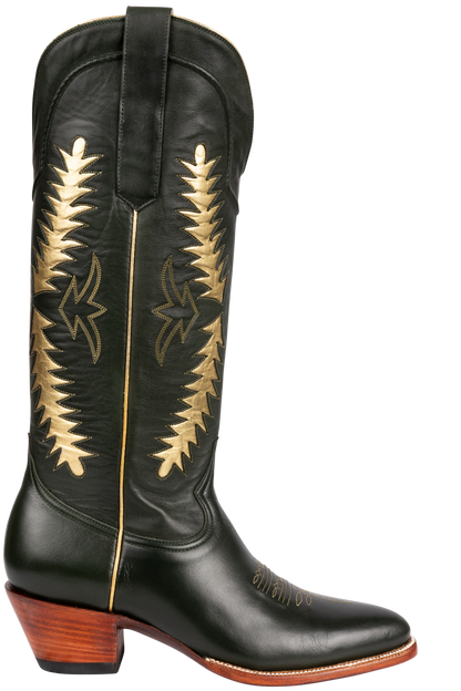 Petite Paloma Finnley Cowgirl Boots - Green/Gold