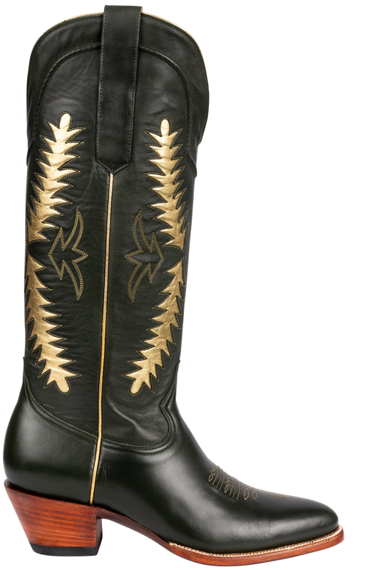 Petite Paloma Finnley Cowgirl Boots - Green/Gold