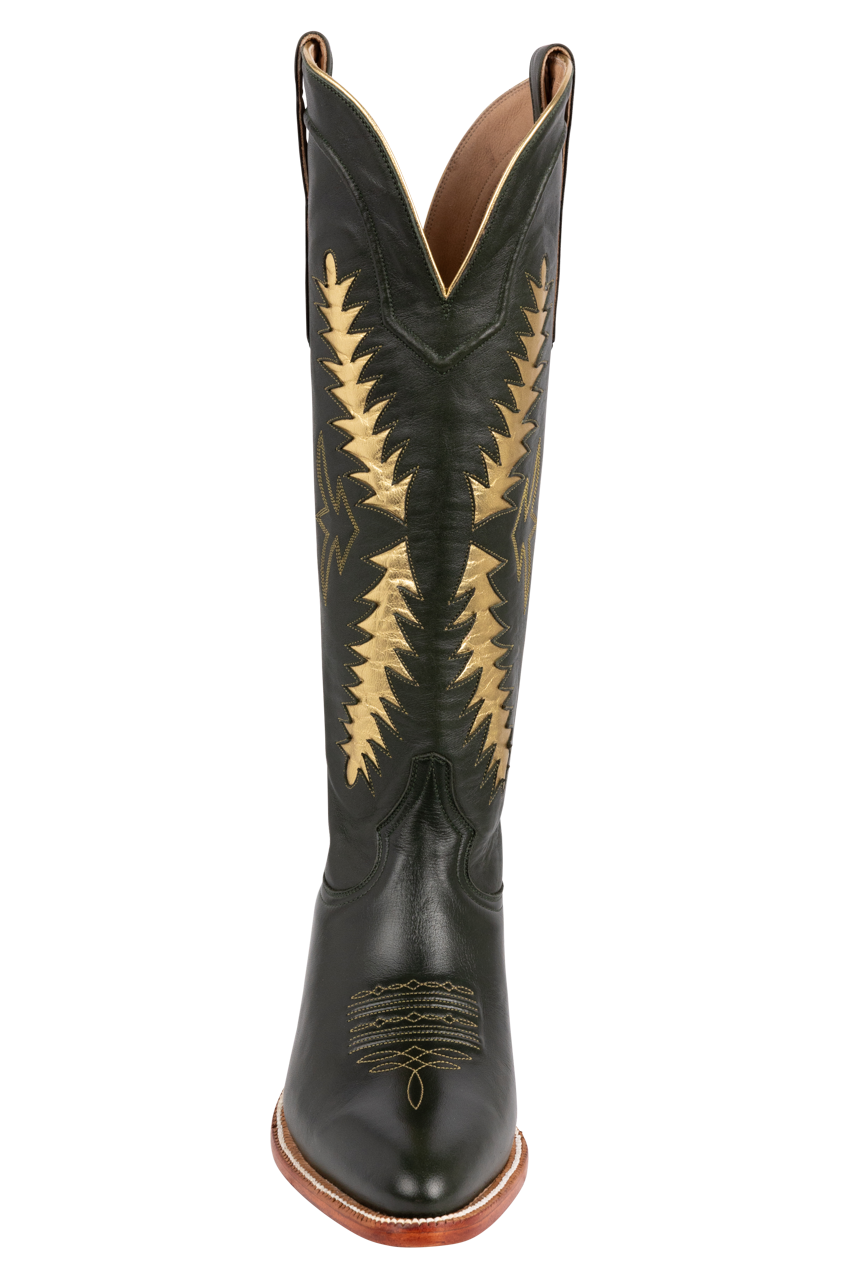 Petite Paloma Finnley Cowgirl Boots - Green/Gold