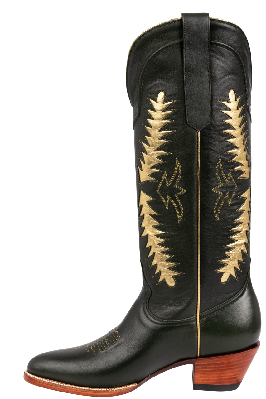 Petite Paloma Finnley Cowgirl Boots - Green/Gold