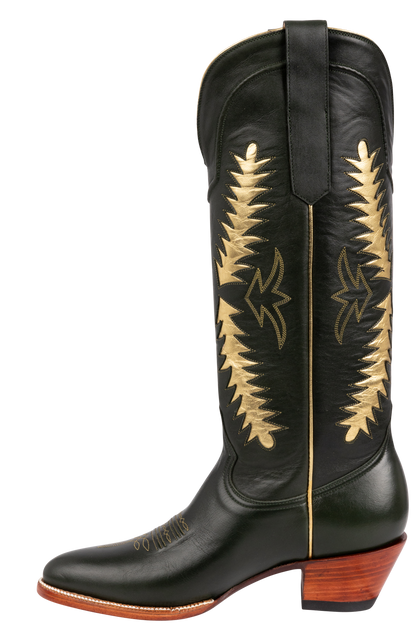 Petite Paloma Finnley Cowgirl Boots - Green/Gold