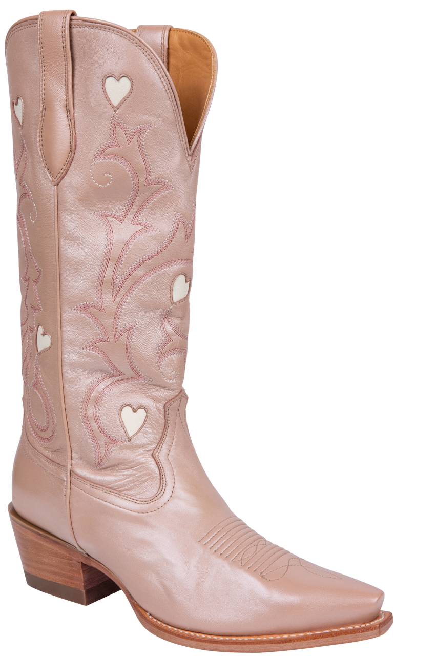Tecovas Annie Hearts Cowgirl Boots - Rose Gold