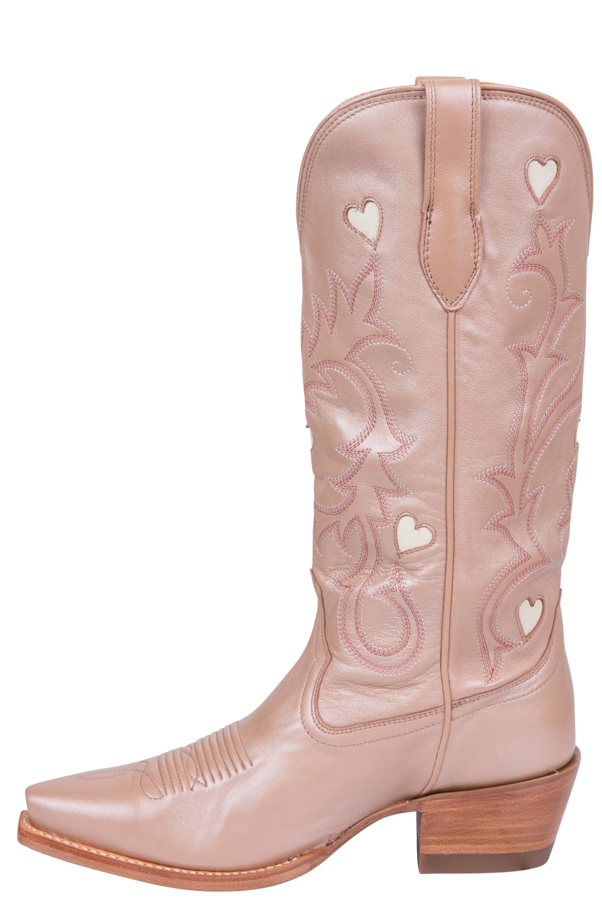 Tecovas Annie Hearts Cowgirl Boots - Rose Gold