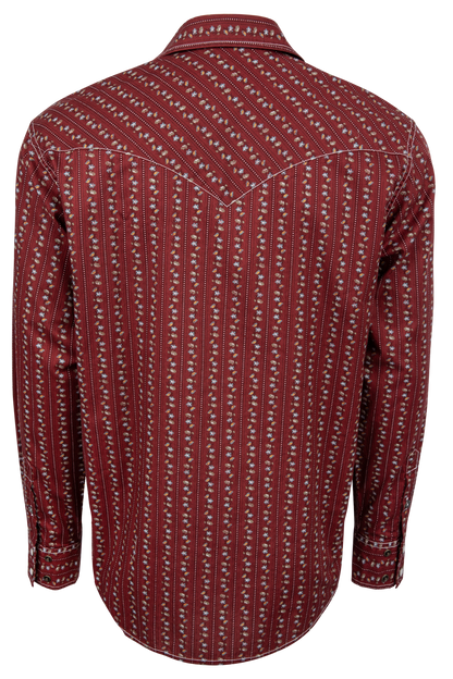Cinch Floral Vine Western Snap Shirt - Burgundy