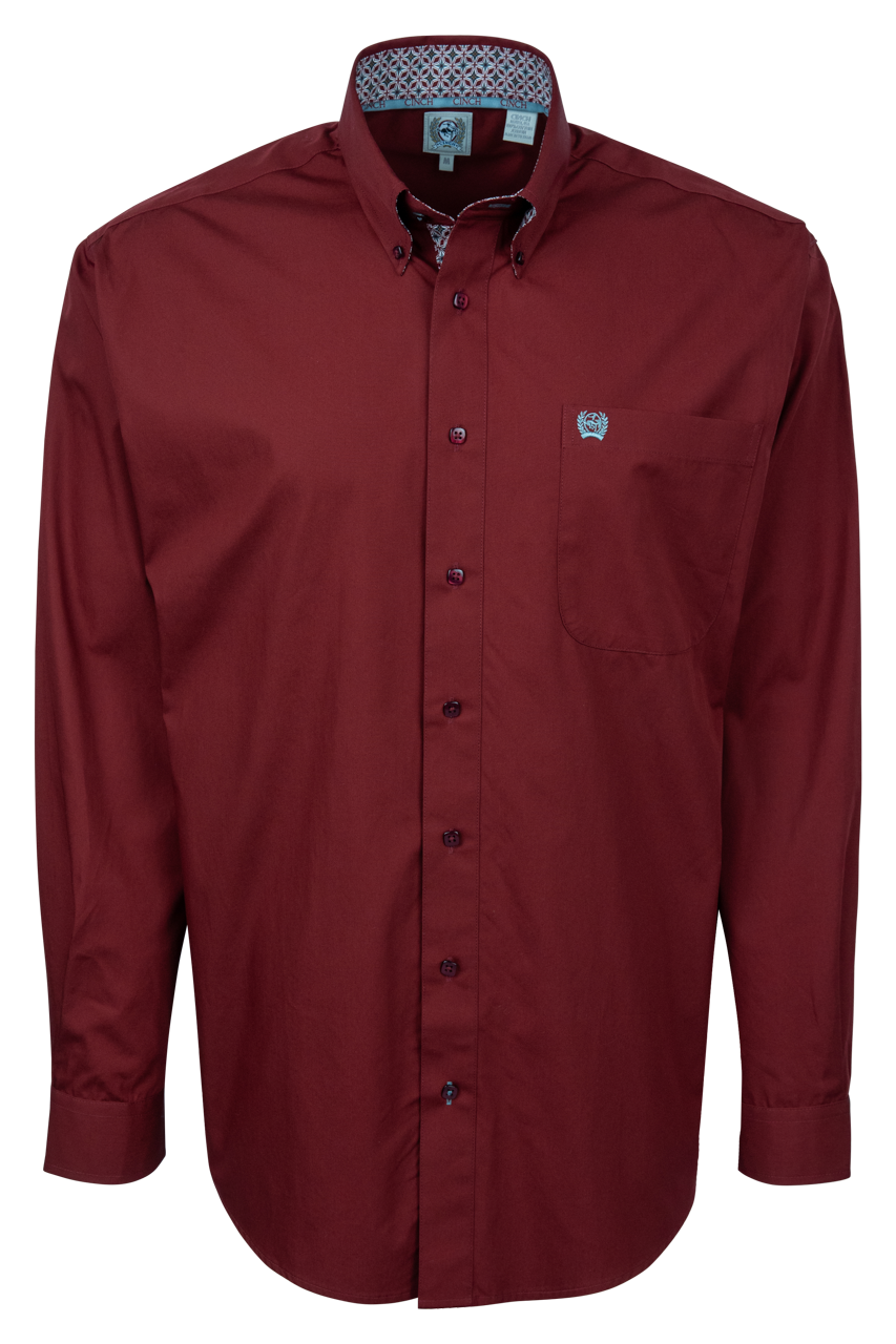 Cinch Classic Fit Button Down Shirt - Burgundy