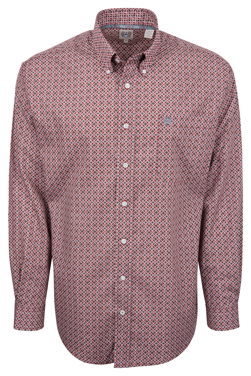Cinch Star Foulard Print Button-Down Shirt - Burgundy