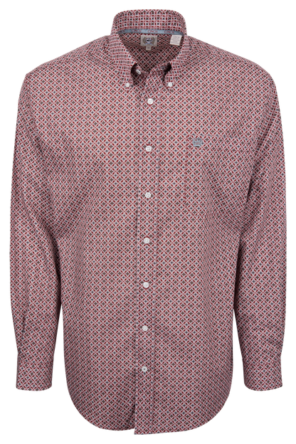 Cinch Star Foulard Print Button-Down Shirt - Burgundy