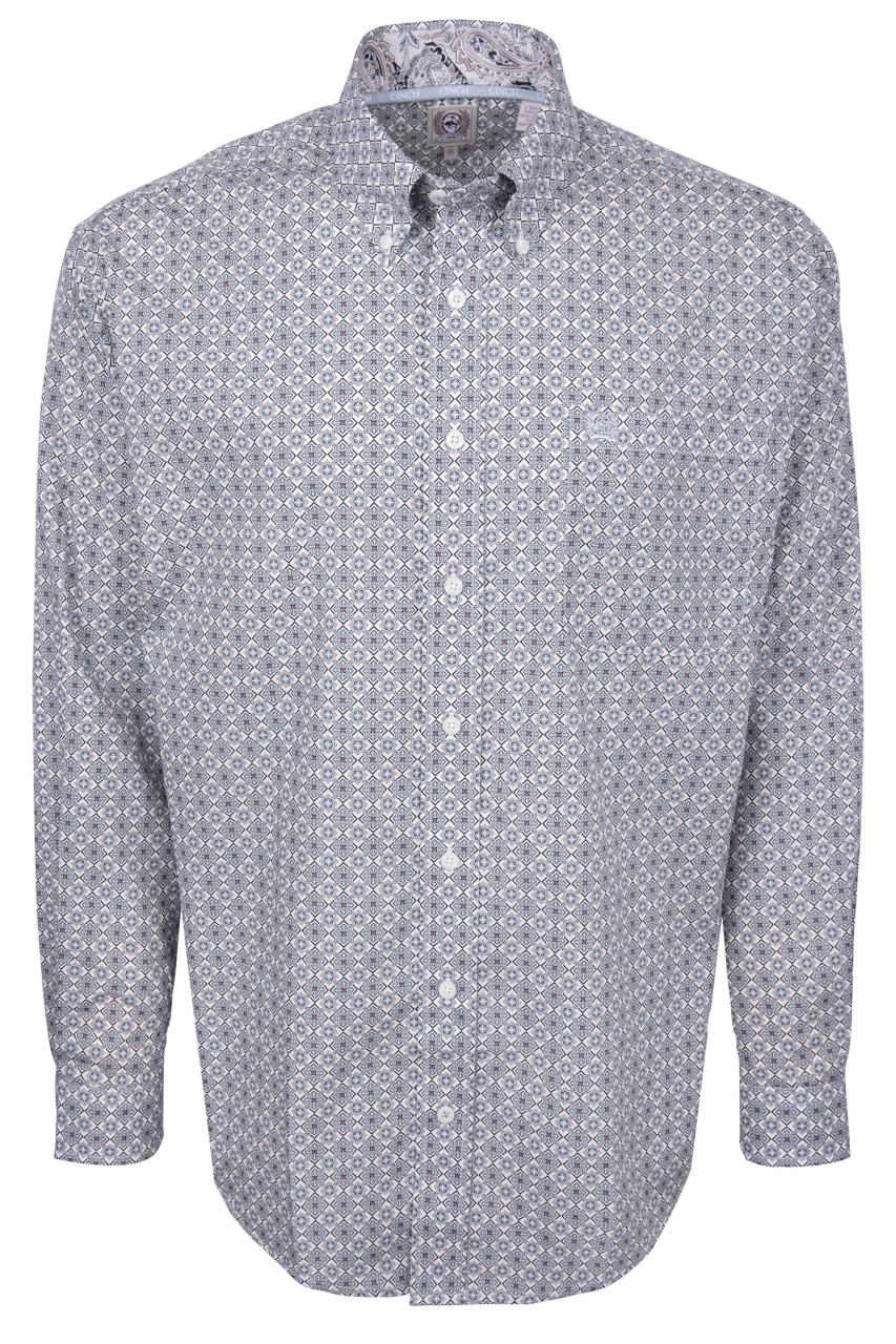 Cinch Foulard Print Button Down Shirt - Royal