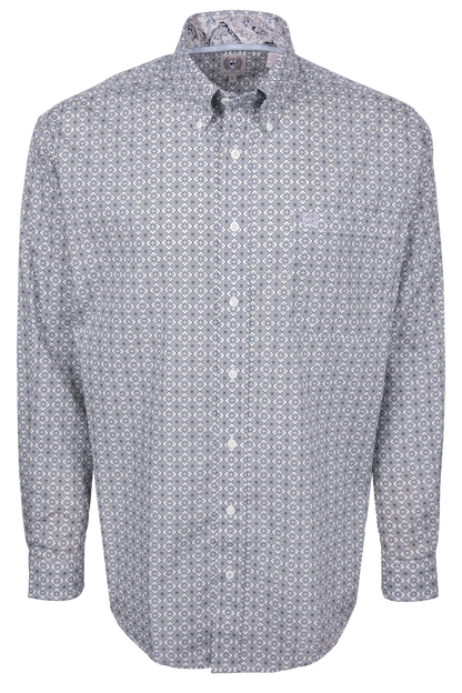 Cinch Foulard Print Button Down Shirt - Royal