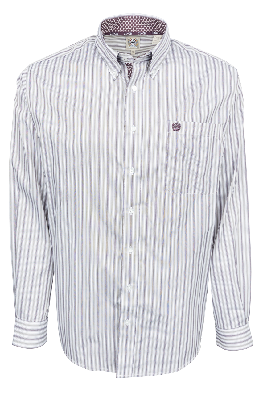Cinch Tencel Stripe Button Down Shirt - Purple