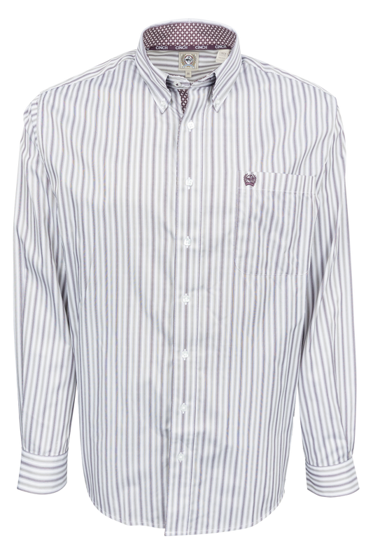Cinch Tencel Stripe Button Down Shirt - Purple