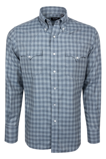 Lyle Lovett For Hamilton Blue Plaid Snap Shirt