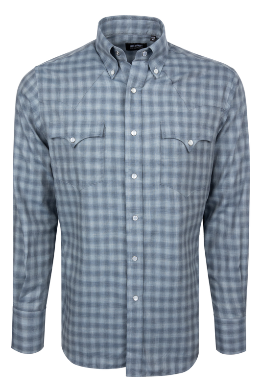 Lyle Lovett For Hamilton Blue Plaid Snap Shirt