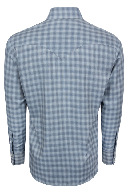 Lyle Lovett For Hamilton Blue Plaid Snap Shirt