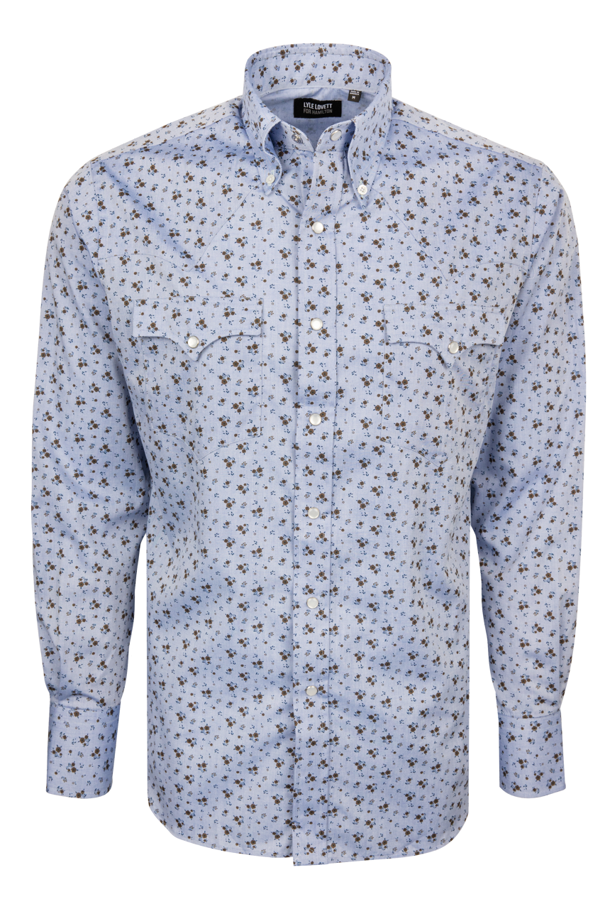 Lyle Lovett For Hamilton Blue Floral Snap Shirt