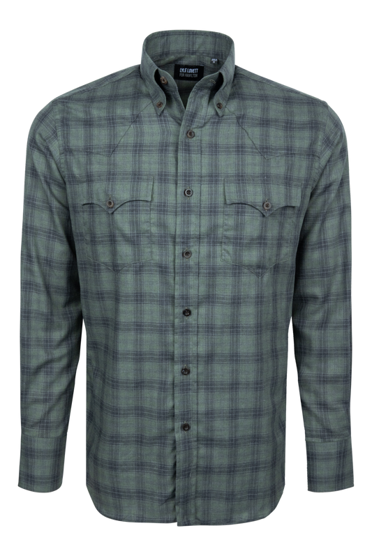 Lyle Lovett For Hamilton Green Plaid Button Down Shirt