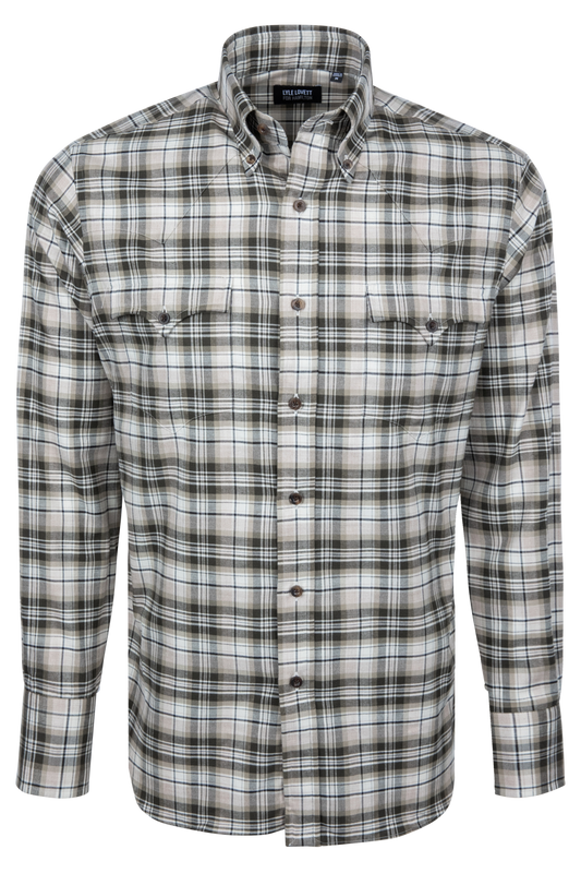 Lyle Lovett For Hamilton Tan Plaid Button Down Shirt