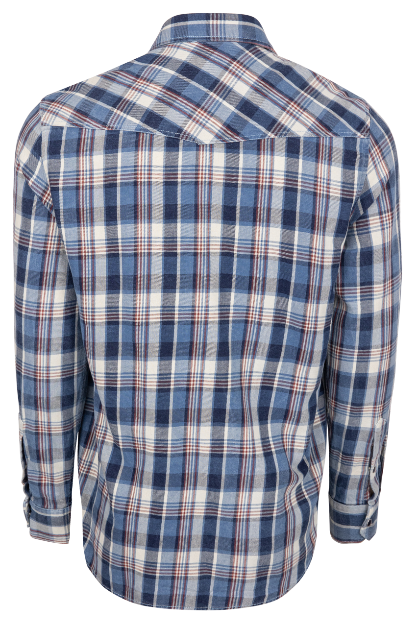 Pinto Ranch Plaid Western Snap Shirt - Freedom Blue