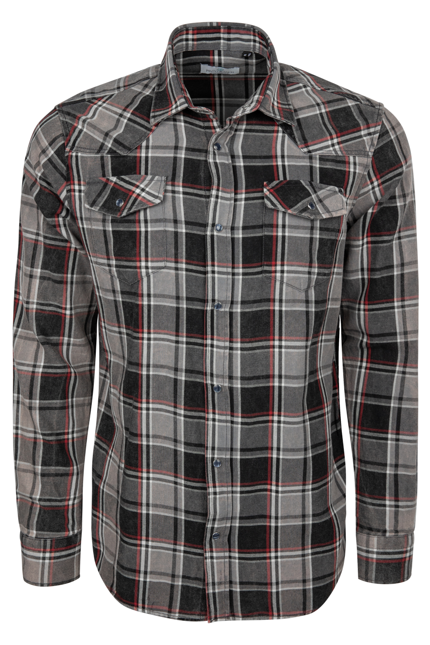 Pinto Ranch Plaid Western Snap Shirt - Black