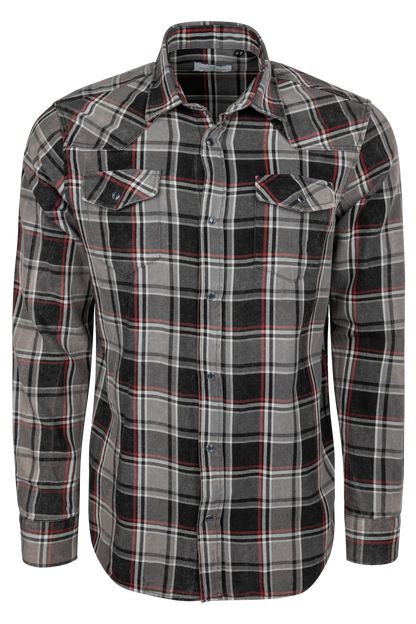 Pinto Ranch Plaid Western Snap Shirt - Black