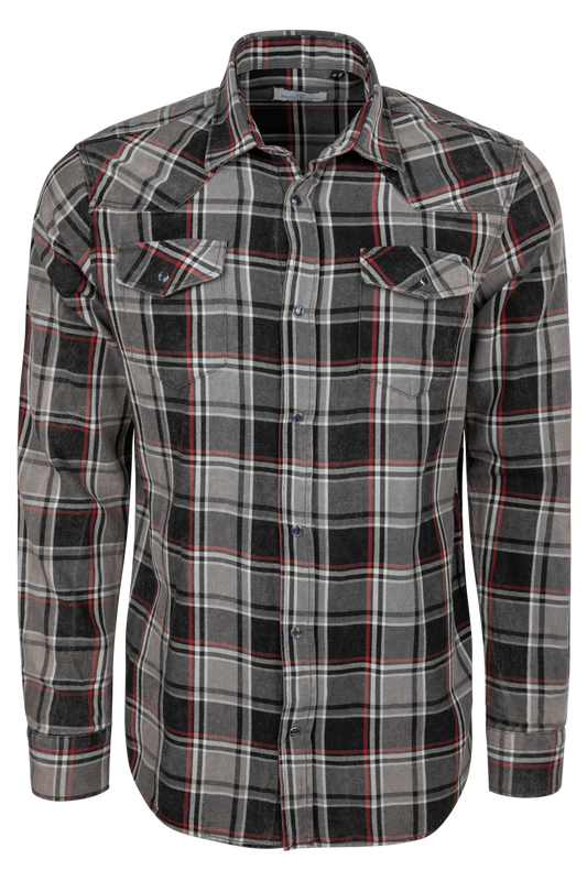 Pinto Ranch Plaid Western Snap Shirt - Black