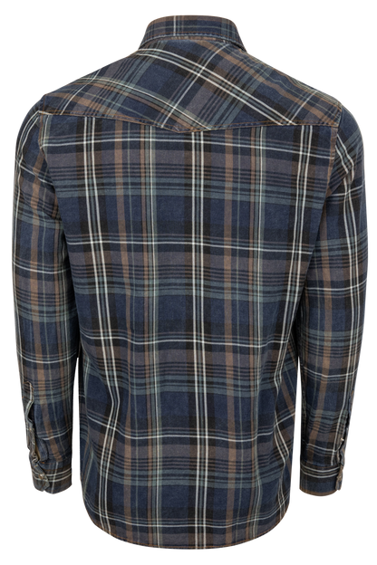 Pinto Ranch Plaid Western Snap Shirt - Royal
