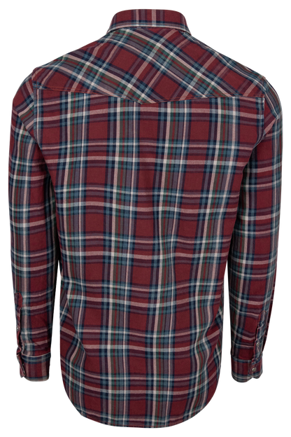 Pinto Ranch Plaid Western Snap Shirt - Burgundy